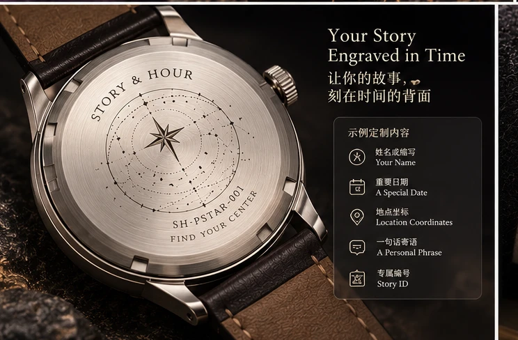 紫微 caseback — star chart, Story ID and FIND YOUR CENTER